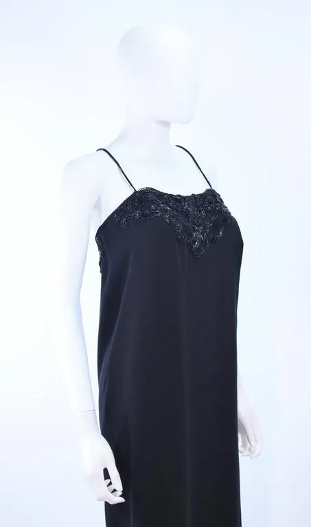 STAVROPOULOS Black Chiffon Gown with Beaded Bust Size 4-6