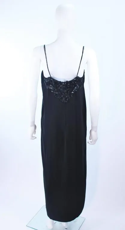 STAVROPOULOS Black Chiffon Gown with Beaded Bust Size 4-6