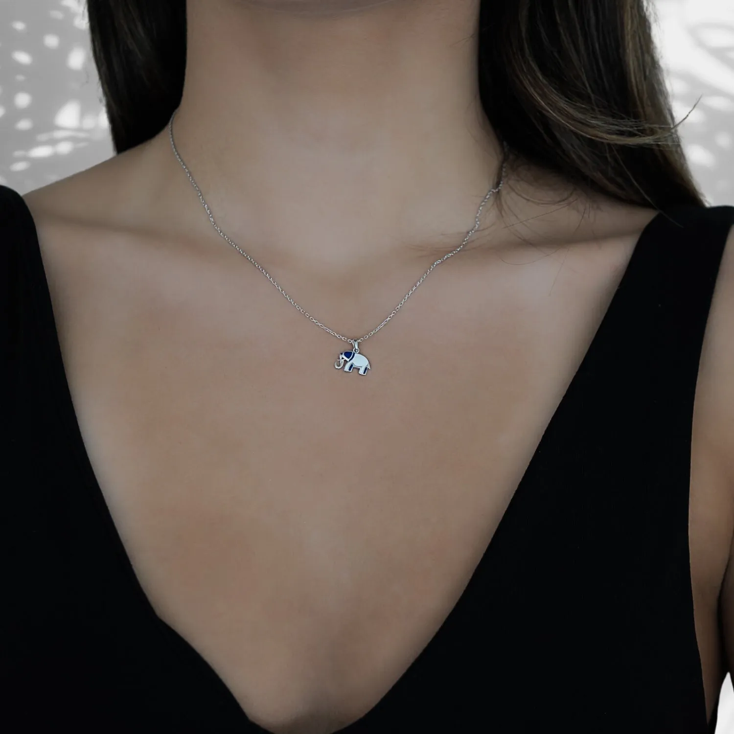 Sterling Silver Blue Elephant Necklace