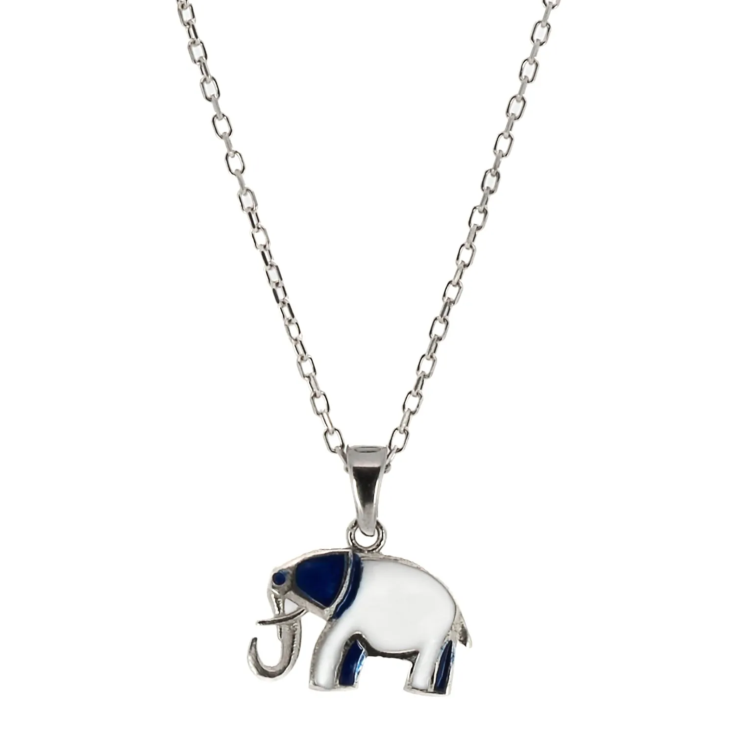 Sterling Silver Blue Elephant Necklace