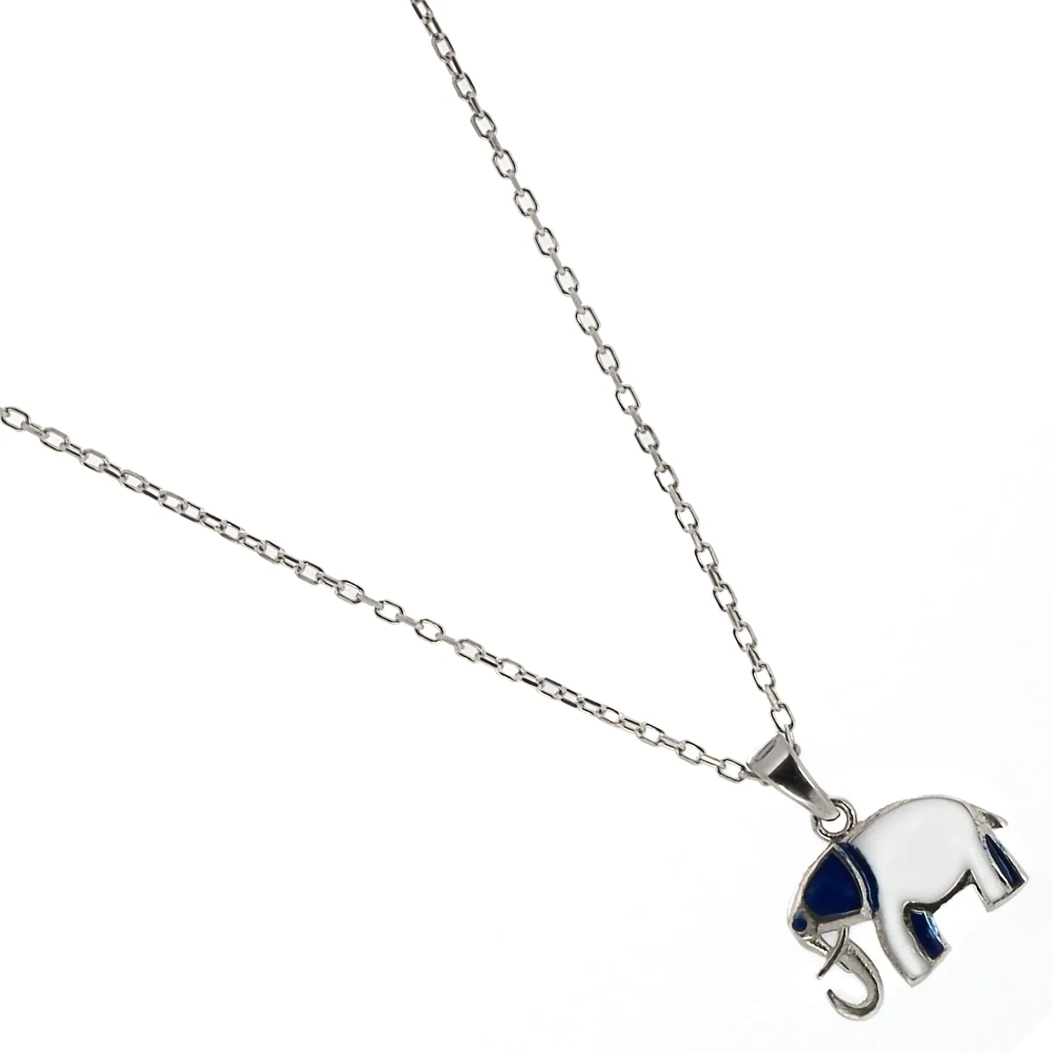 Sterling Silver Blue Elephant Necklace