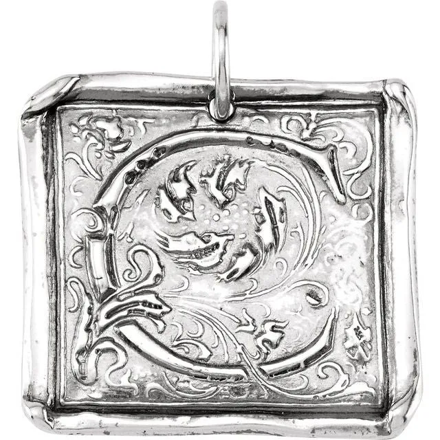 Sterling Silver Initial "C" Vintage-Inspired Pendant