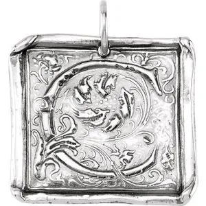 Sterling Silver Initial "C" Vintage-Inspired Pendant