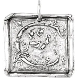 Sterling Silver Initial "C" Vintage-Inspired Pendant