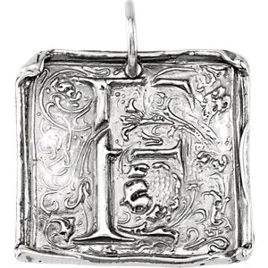 Sterling Silver Initial "F" Vintage-Inspired Pendant