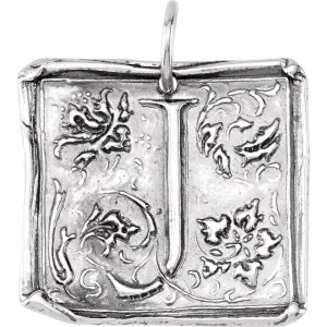 Sterling Silver Initial "J" Vintage-Inspired Pendant