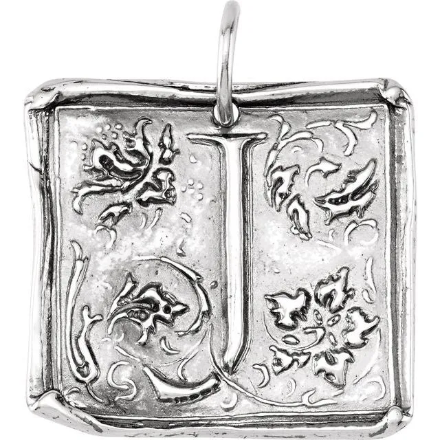 Sterling Silver Initial "J" Vintage-Inspired Pendant
