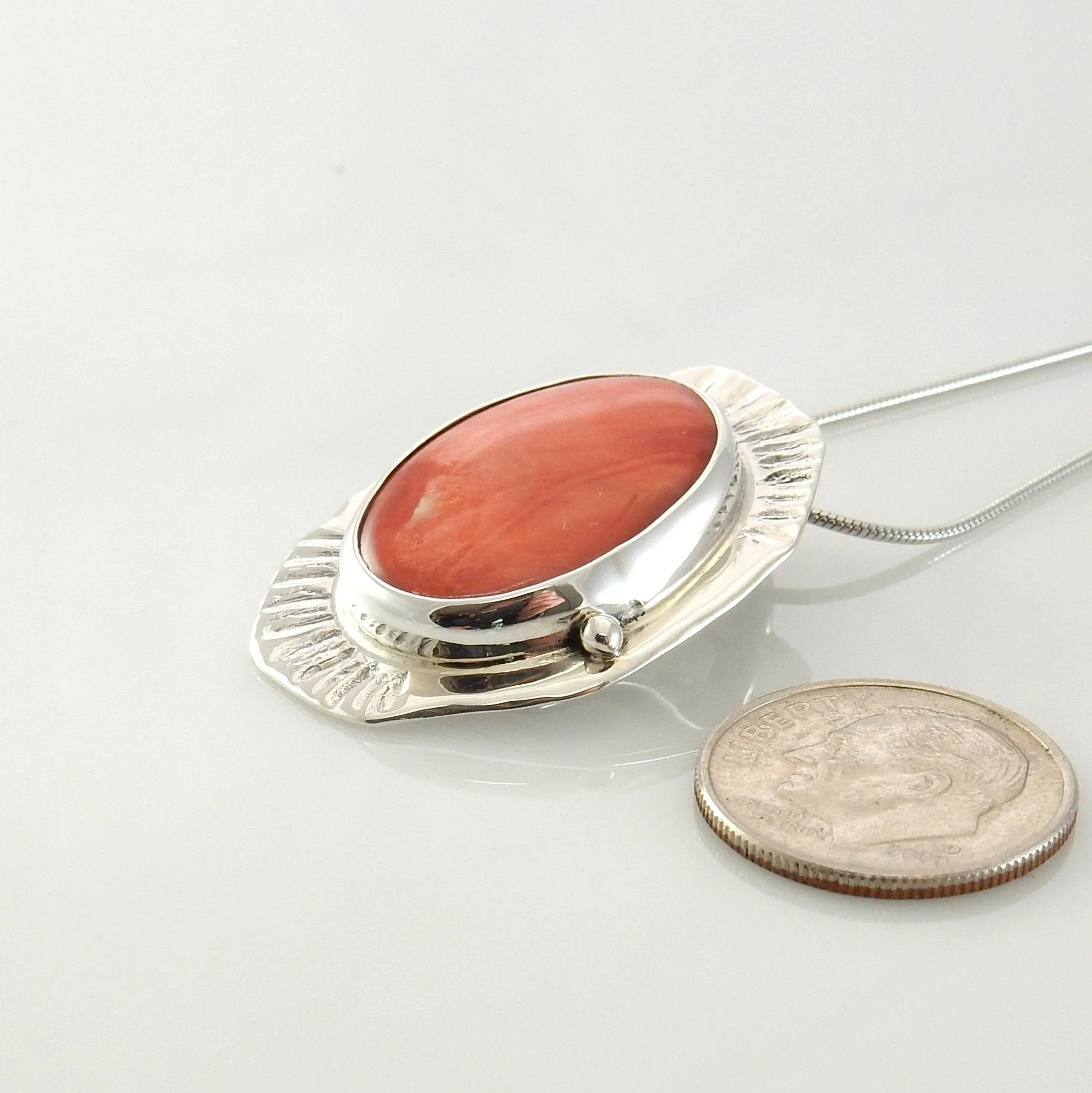 Sterling Silver Spiny Oyster Handmade Drop Pendant
