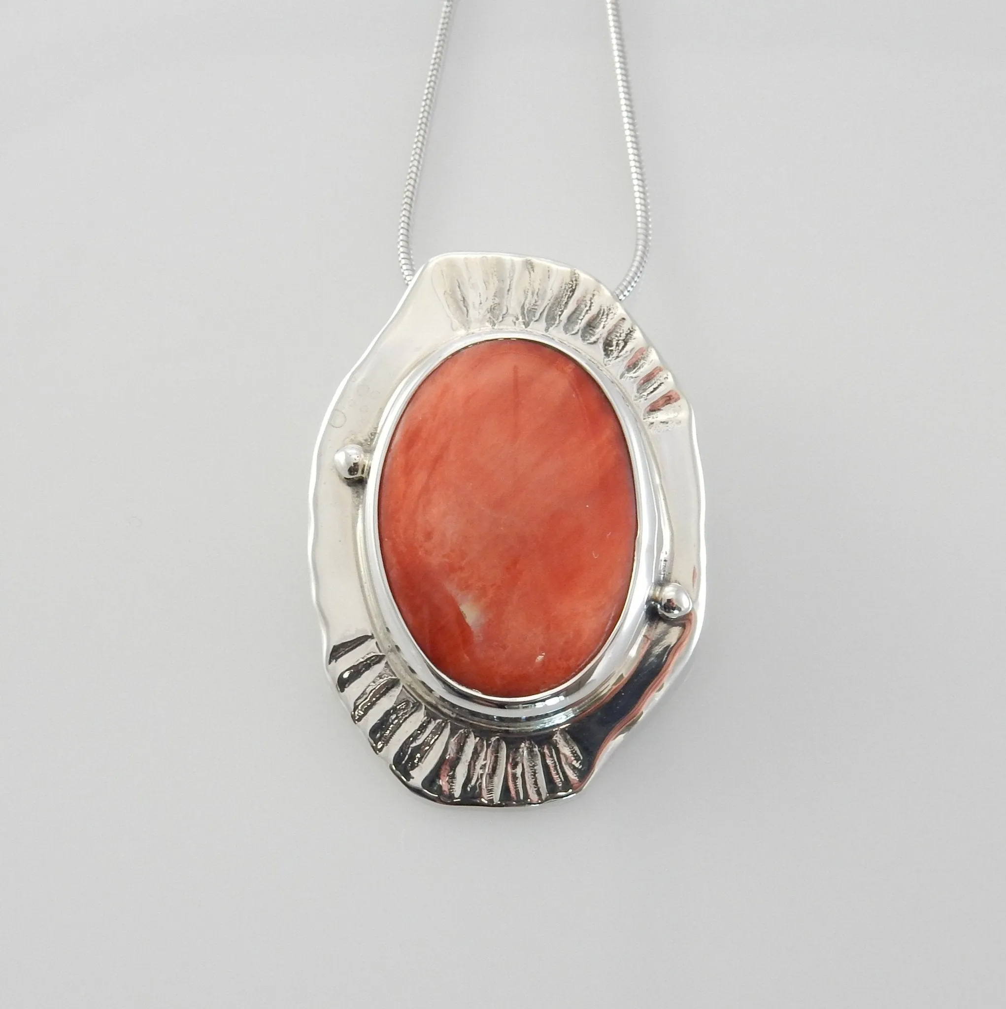 Sterling Silver Spiny Oyster Handmade Drop Pendant