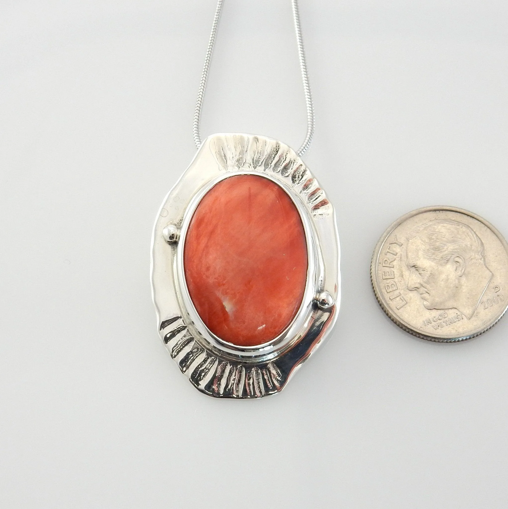 Sterling Silver Spiny Oyster Handmade Drop Pendant