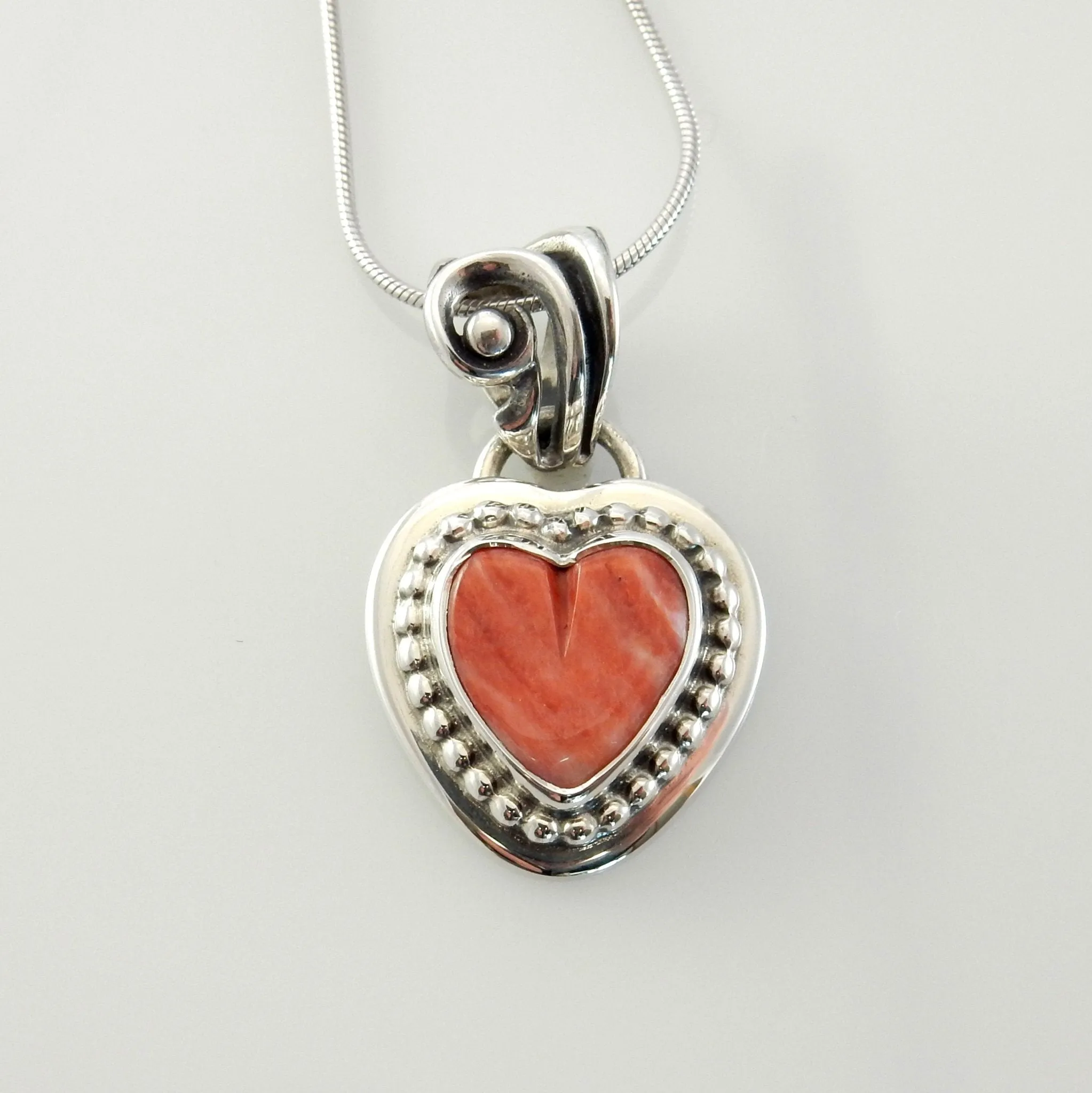 Sterling Silver Spiny Oyster Heart Pendant