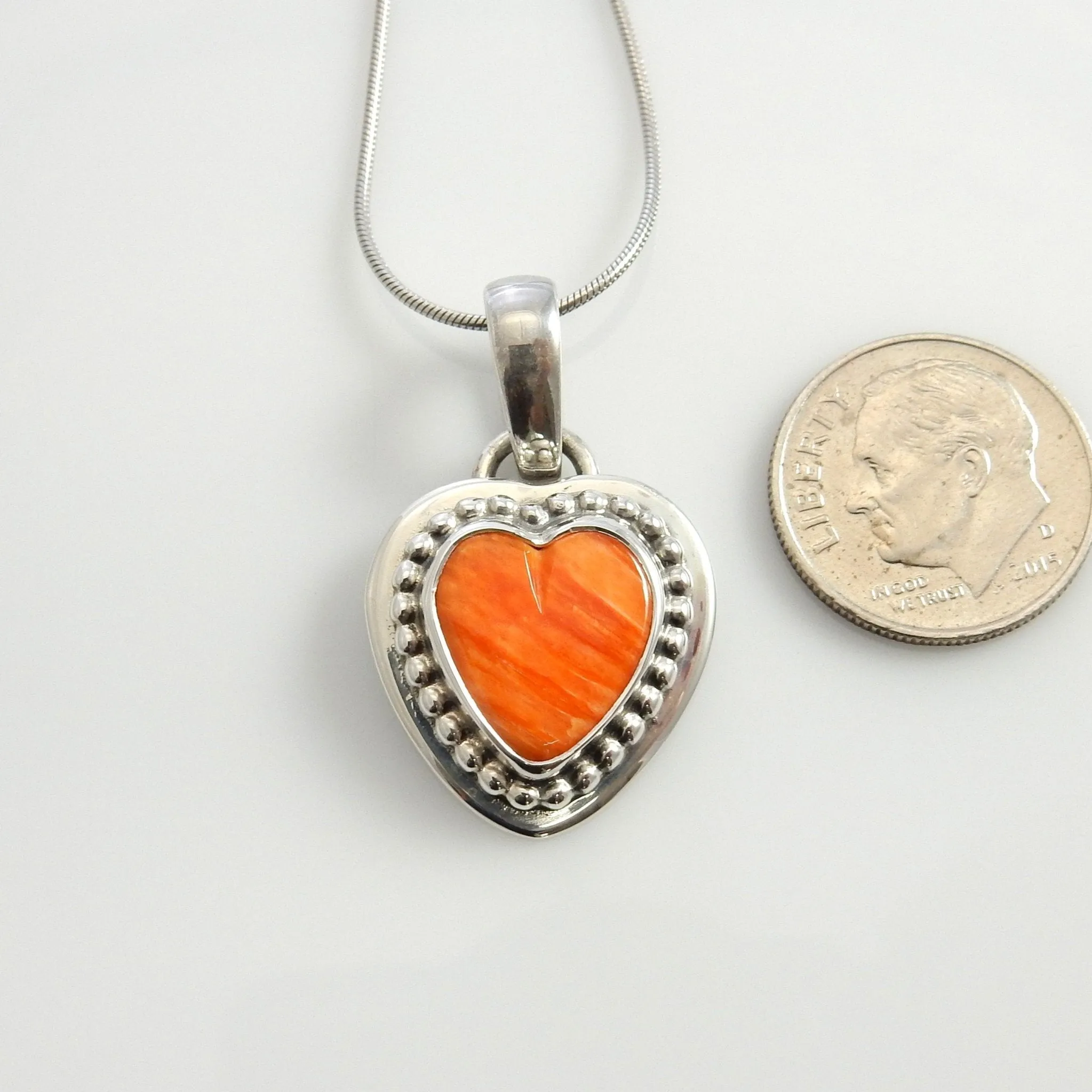 Sterling Silver Spiny Oyster Heart Pendant
