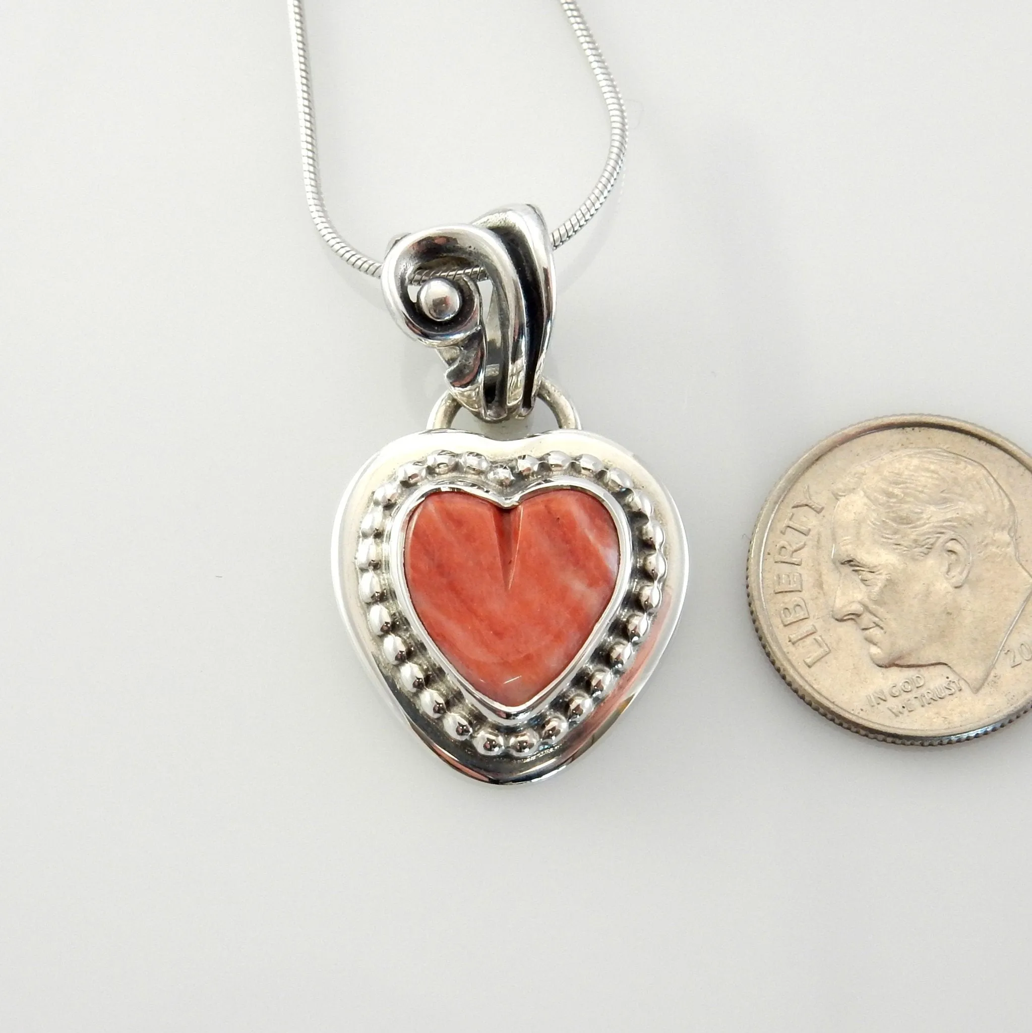 Sterling Silver Spiny Oyster Heart Pendant