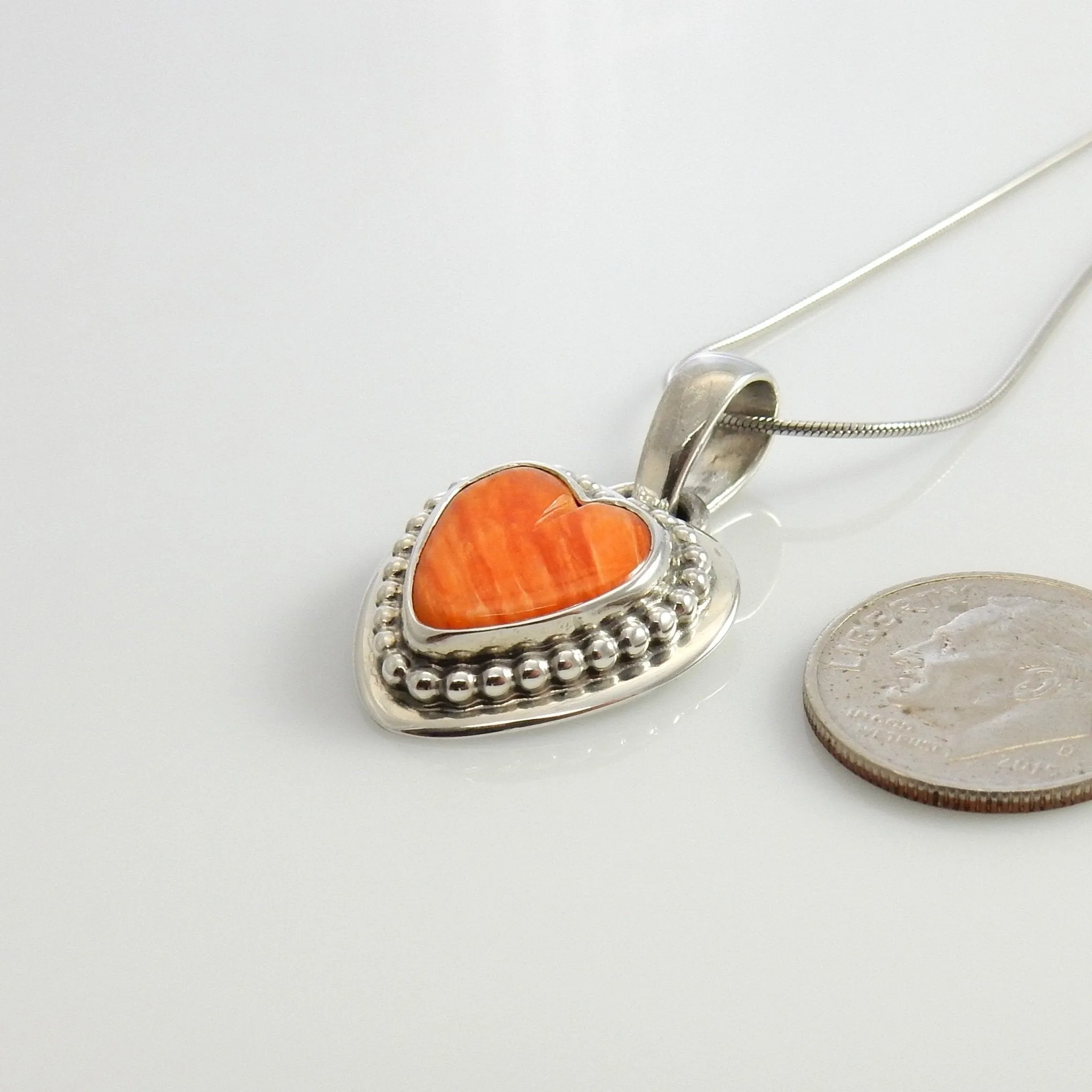 Sterling Silver Spiny Oyster Heart Pendant