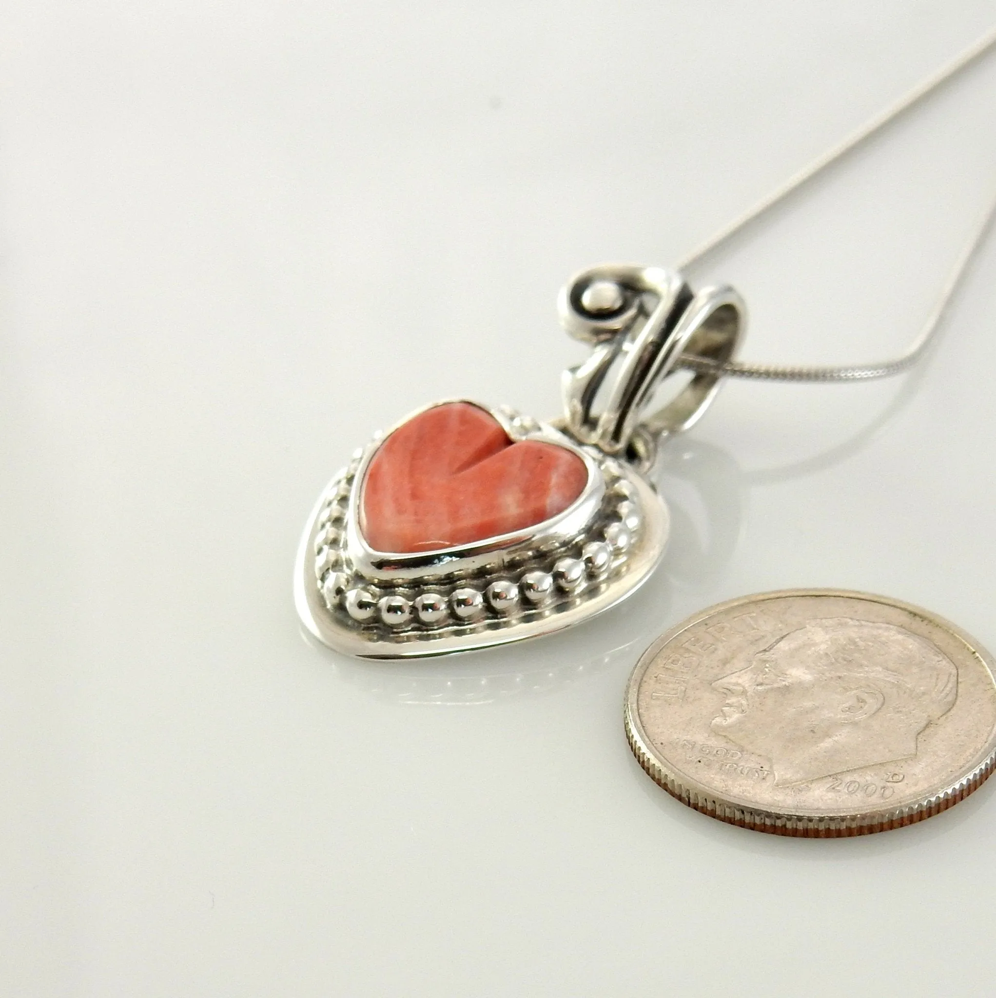 Sterling Silver Spiny Oyster Heart Pendant