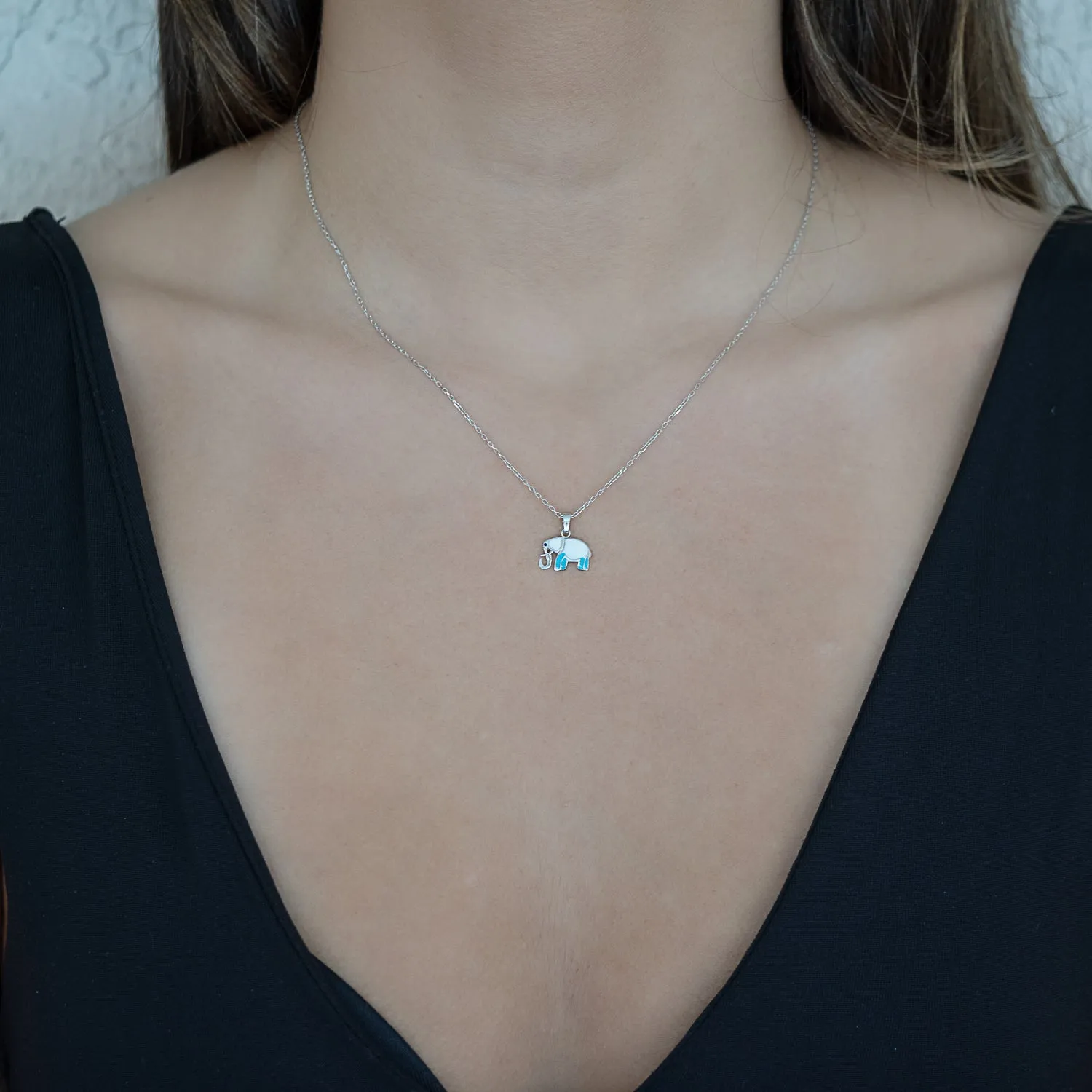 Sterling Silver Turquoise Elephant Necklace