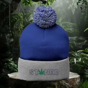 Stoned Pom-Pom Knit Cap - Beanie for Cannabis Enthusiasts