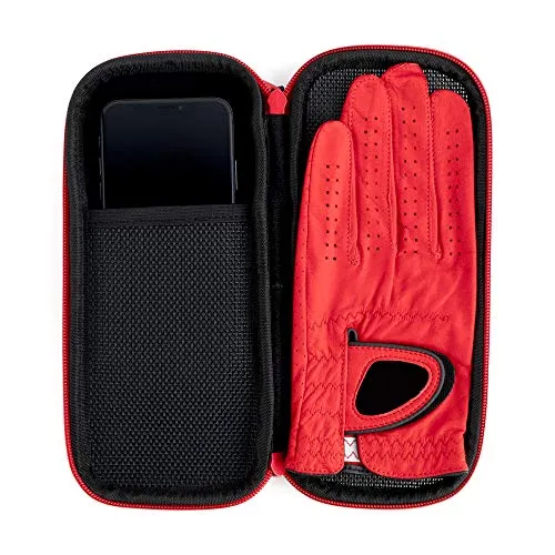 Stripebird - Golf Performance Gloves Holder Case (Major Red) - Protect and Keep Golf Gloves Dry - Moisture Free Storage Design - Includes Golf Bag Clip for Golfers