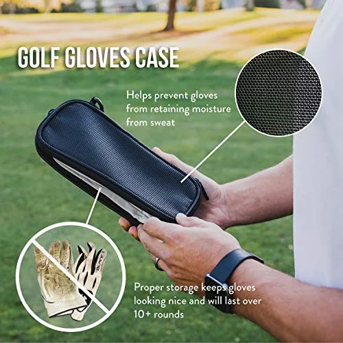Stripebird - Golf Performance Gloves Holder Case (Major Red) - Protect and Keep Golf Gloves Dry - Moisture Free Storage Design - Includes Golf Bag Clip for Golfers