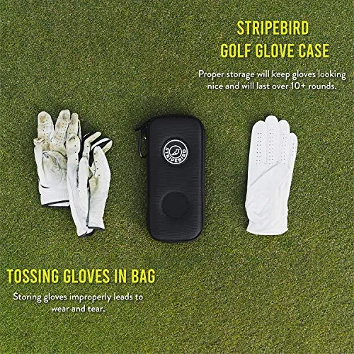 Stripebird - Golf Performance Gloves Holder Case (Major Red) - Protect and Keep Golf Gloves Dry - Moisture Free Storage Design - Includes Golf Bag Clip for Golfers