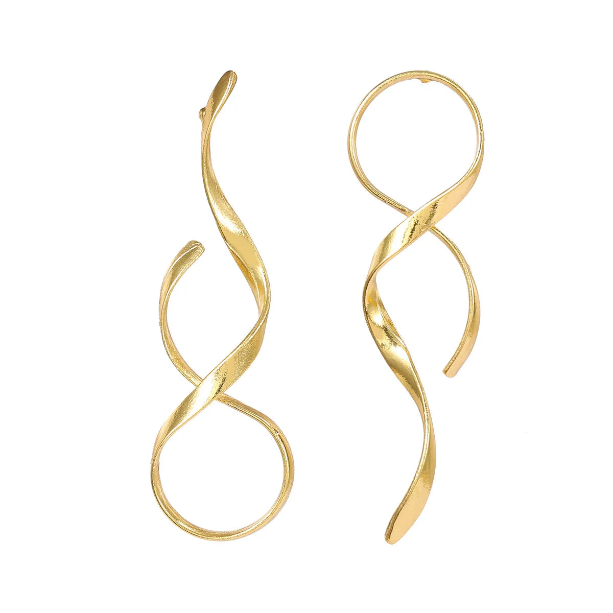 Summer New Metal Alloy Earrings Splendid European and American Earrings Female Fashion Special-Interest Curved Line Artistic Sense Ornament Wholesale