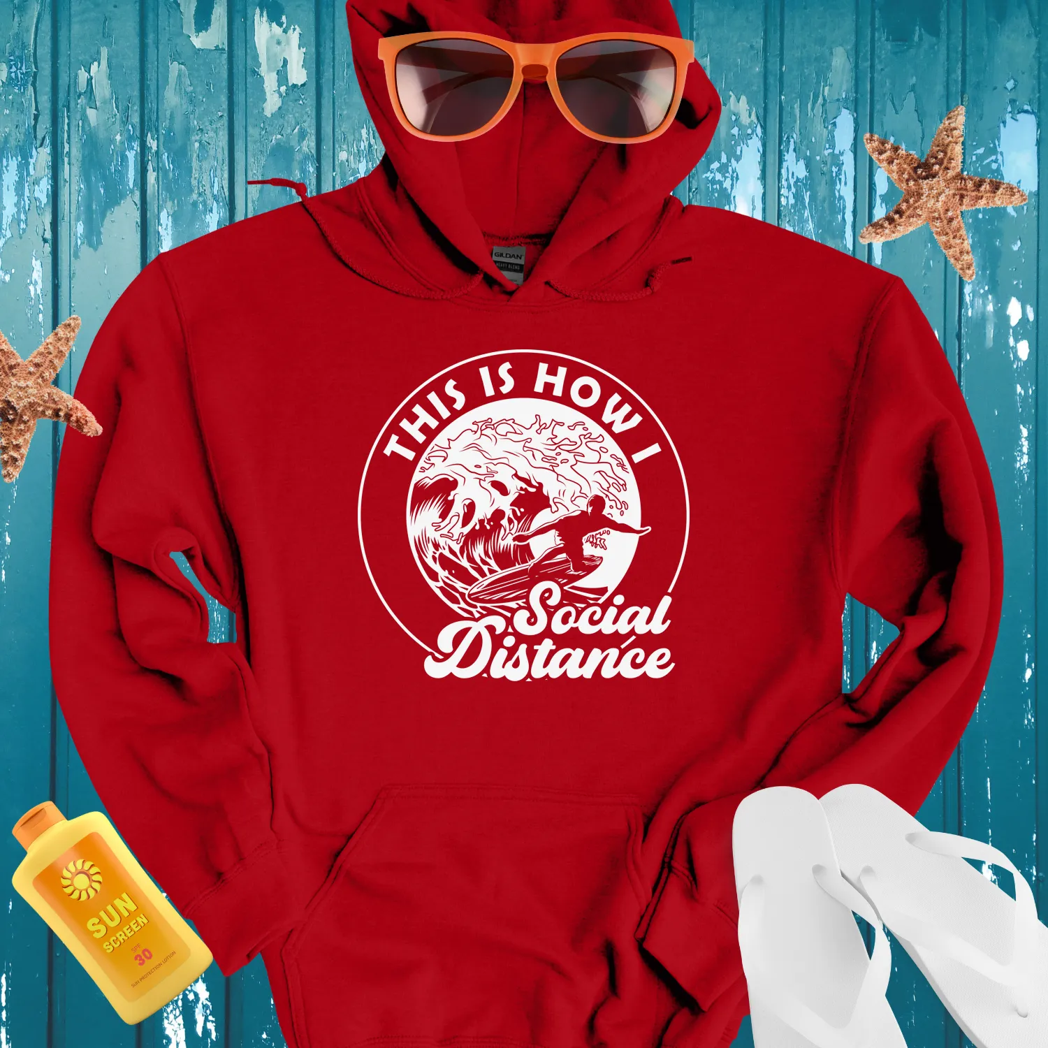 Surf Culture Monochrome Hoodie With Humorous Twist