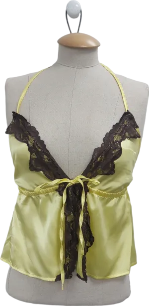 Susmie's Yellow Lace Trimmed Tie Front Top UK M