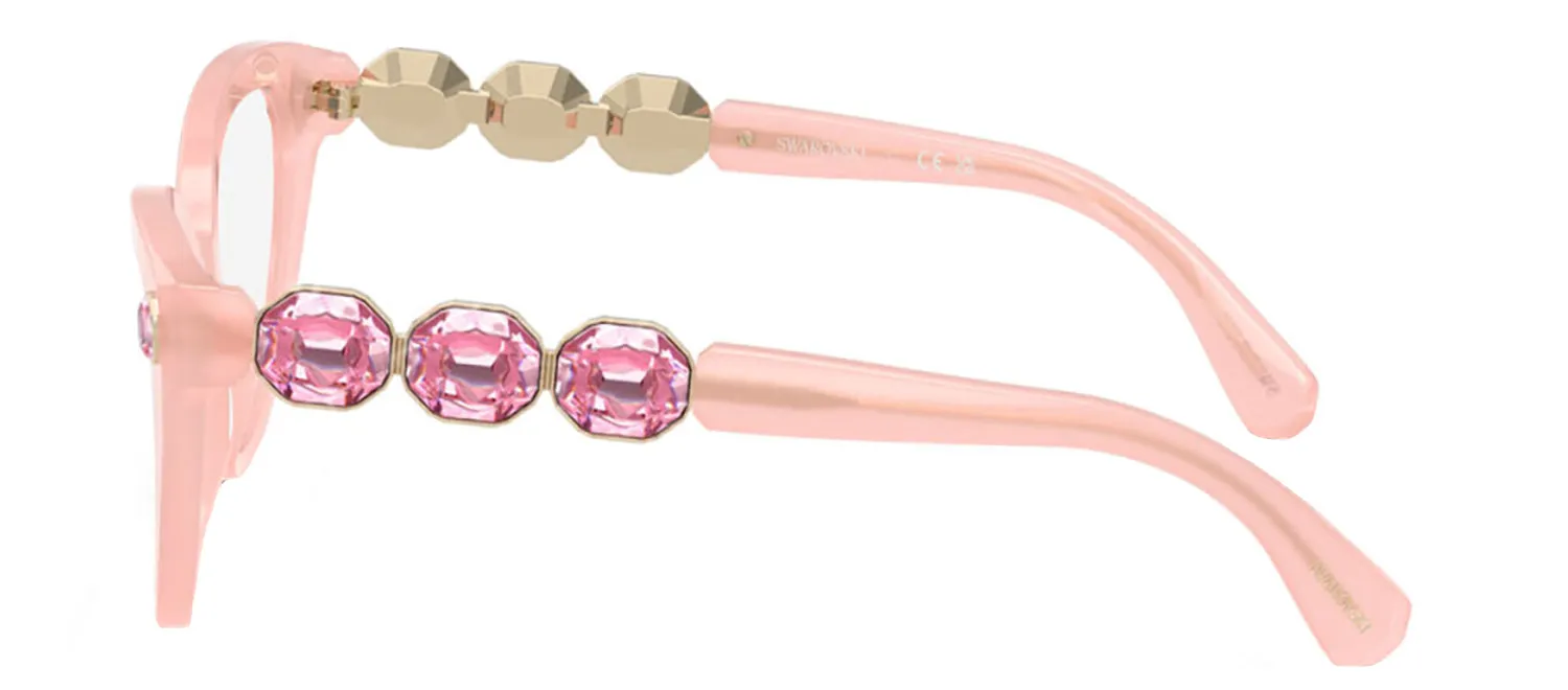 Swarovski SK 2028 1031 Cat-Eye Plastic Pink Eyeglasses with Logo Stamped Demo Lenses
