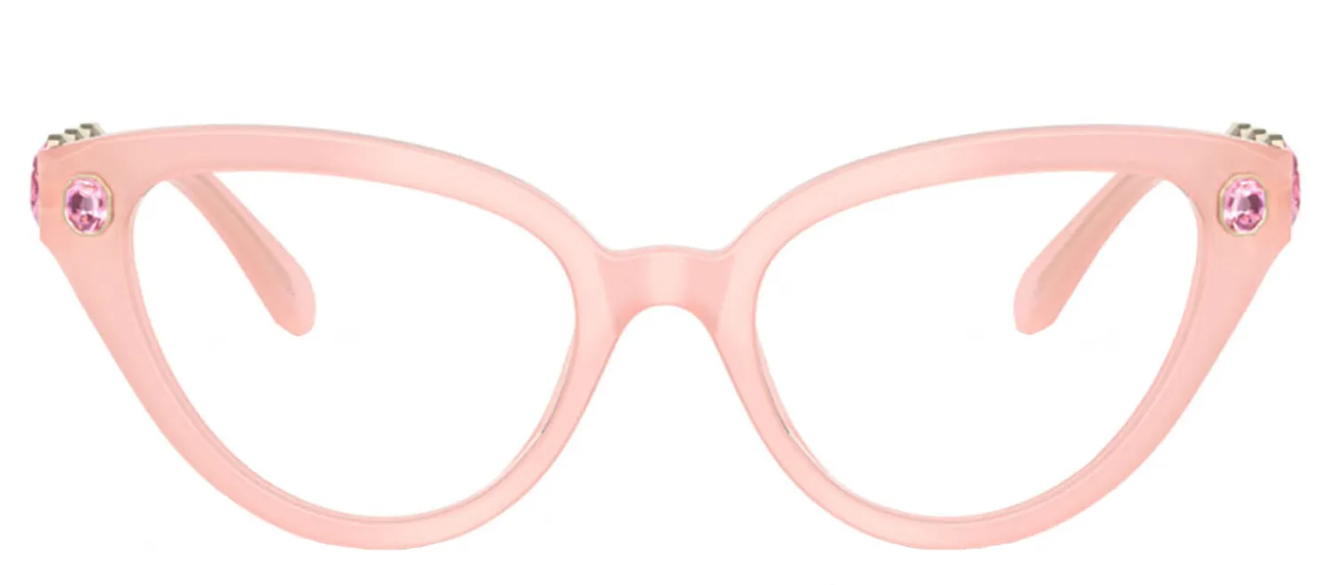 Swarovski SK 2028 1031 Cat-Eye Plastic Pink Eyeglasses with Logo Stamped Demo Lenses