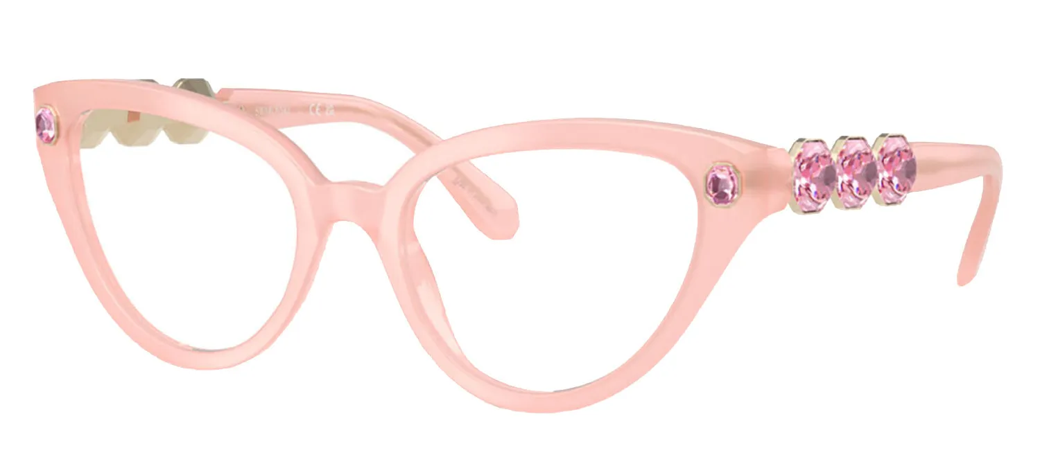 Swarovski SK 2028 1031 Cat-Eye Plastic Pink Eyeglasses with Logo Stamped Demo Lenses