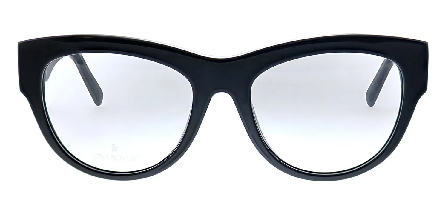 Swarovski SK 5214 001 Cat-eye Plastic Black Eyeglasses with Logo Stamped Demo Lenses
