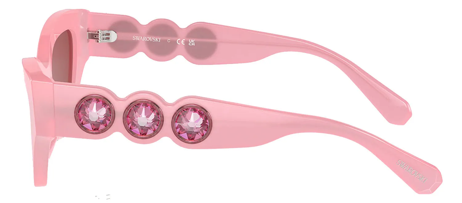 Swarovski SK 6021 2.00E 07 Irregular Plastic Pink Sunglasses with Pink Mirror Lens