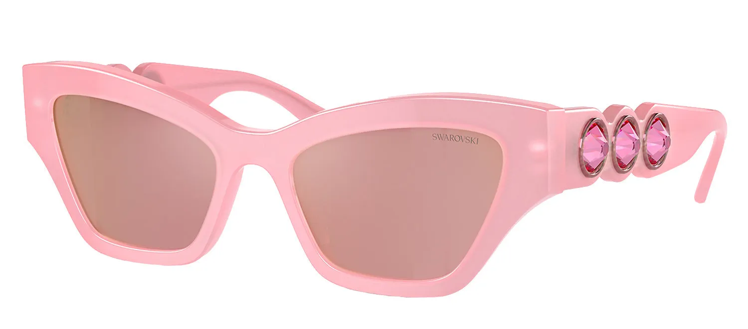 Swarovski SK 6021 2.00E 07 Irregular Plastic Pink Sunglasses with Pink Mirror Lens