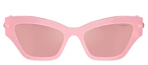 Swarovski SK 6021 2.00E 07 Irregular Plastic Pink Sunglasses with Pink Mirror Lens