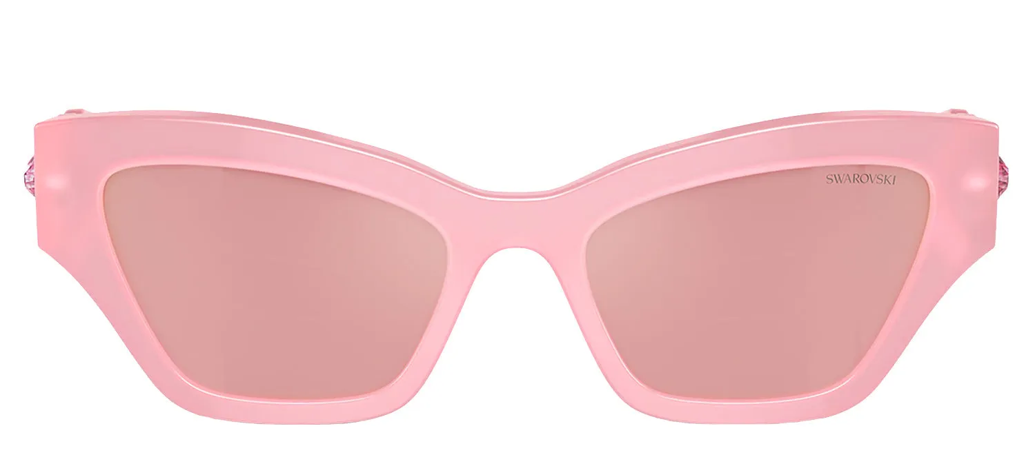 Swarovski SK 6021 2.00E 07 Irregular Plastic Pink Sunglasses with Pink Mirror Lens