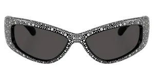 Swarovski SK 6027 100187 Wrap Plastic Black Sunglasses with Grey Lens