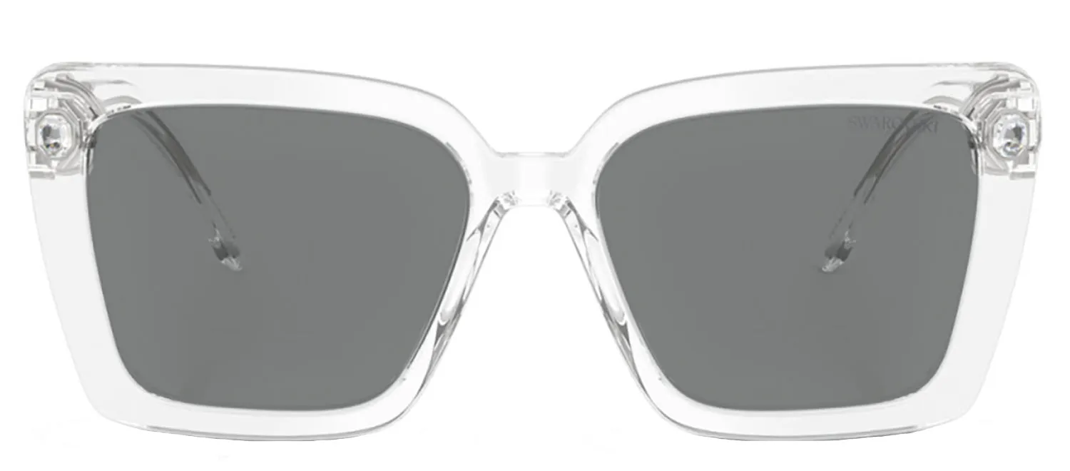 Swarovski SK 6032 102787 Square Plastic Clear Sunglasses with Grey Lens