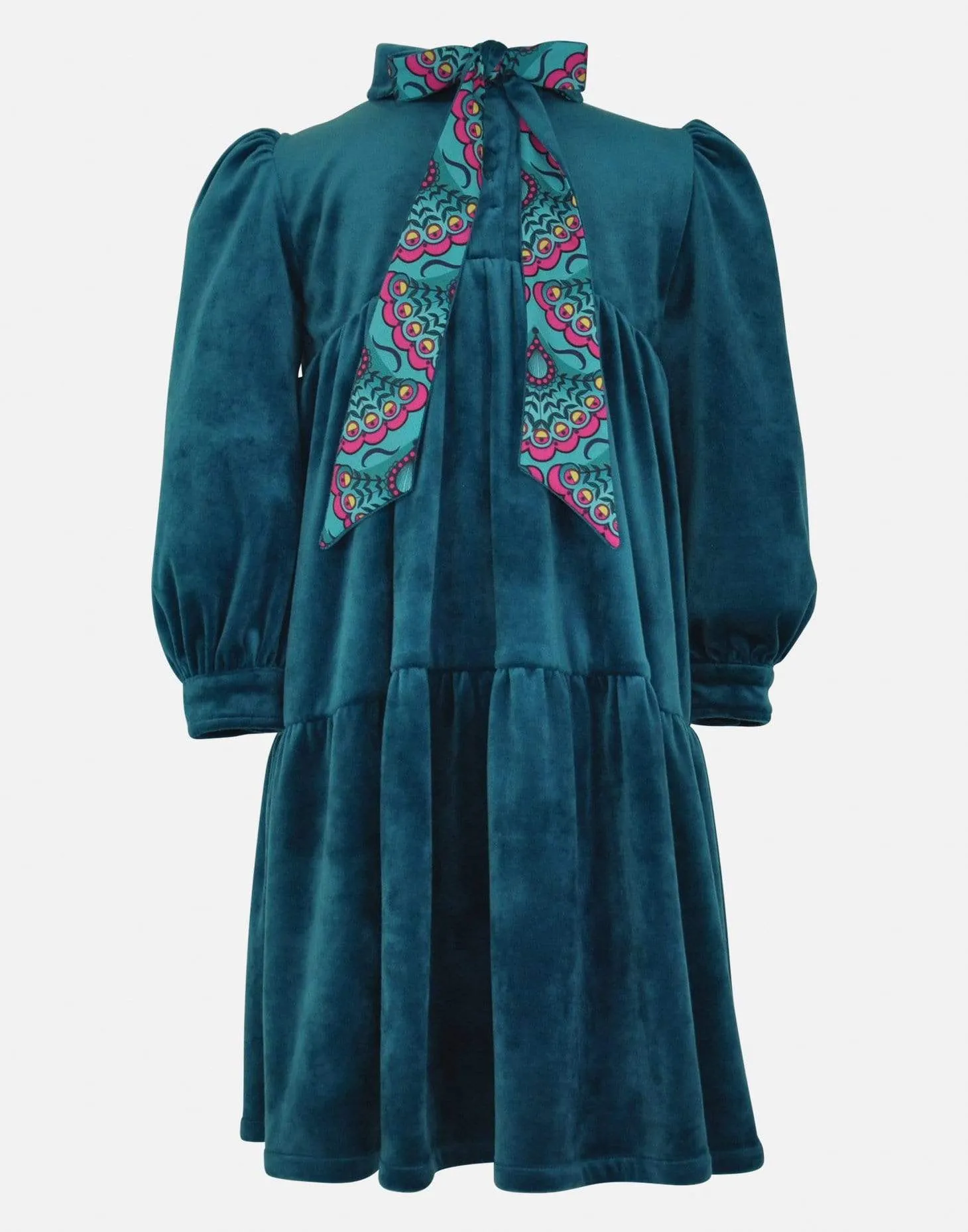 Tabitha : Teal velvet dress & headband