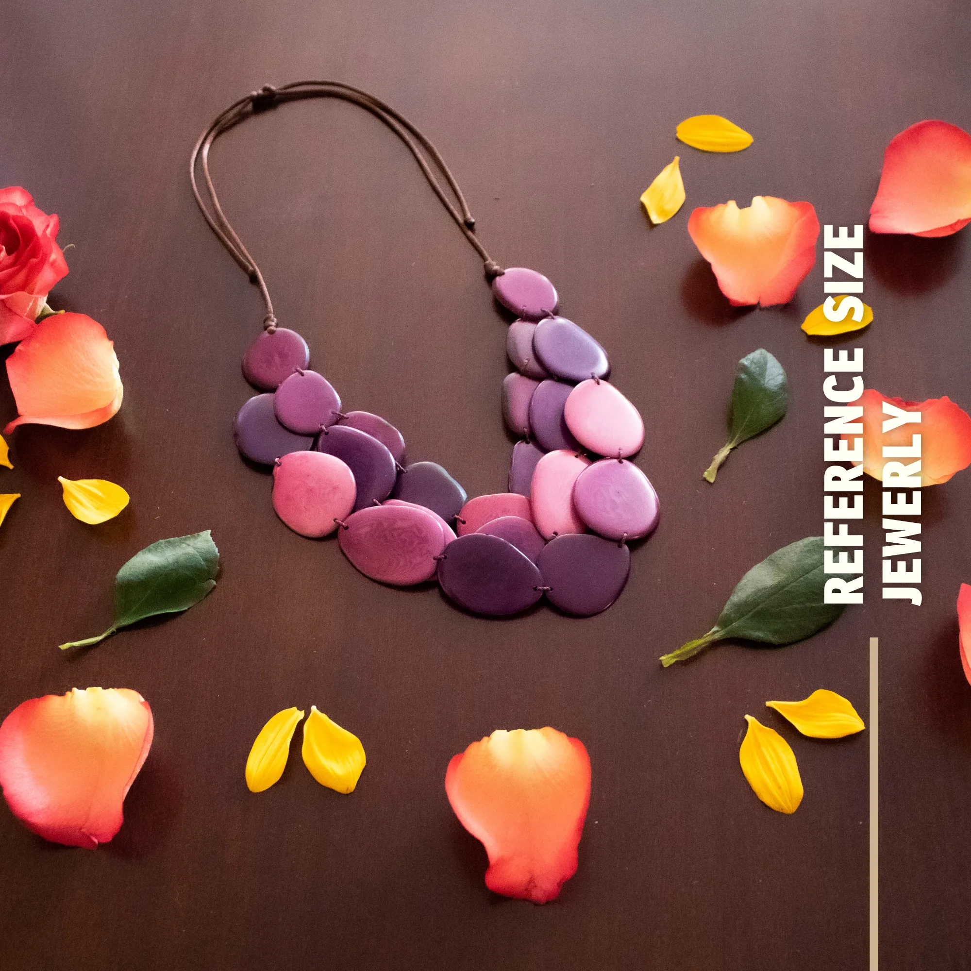 Tagua Purple Necklace Oval Shaped