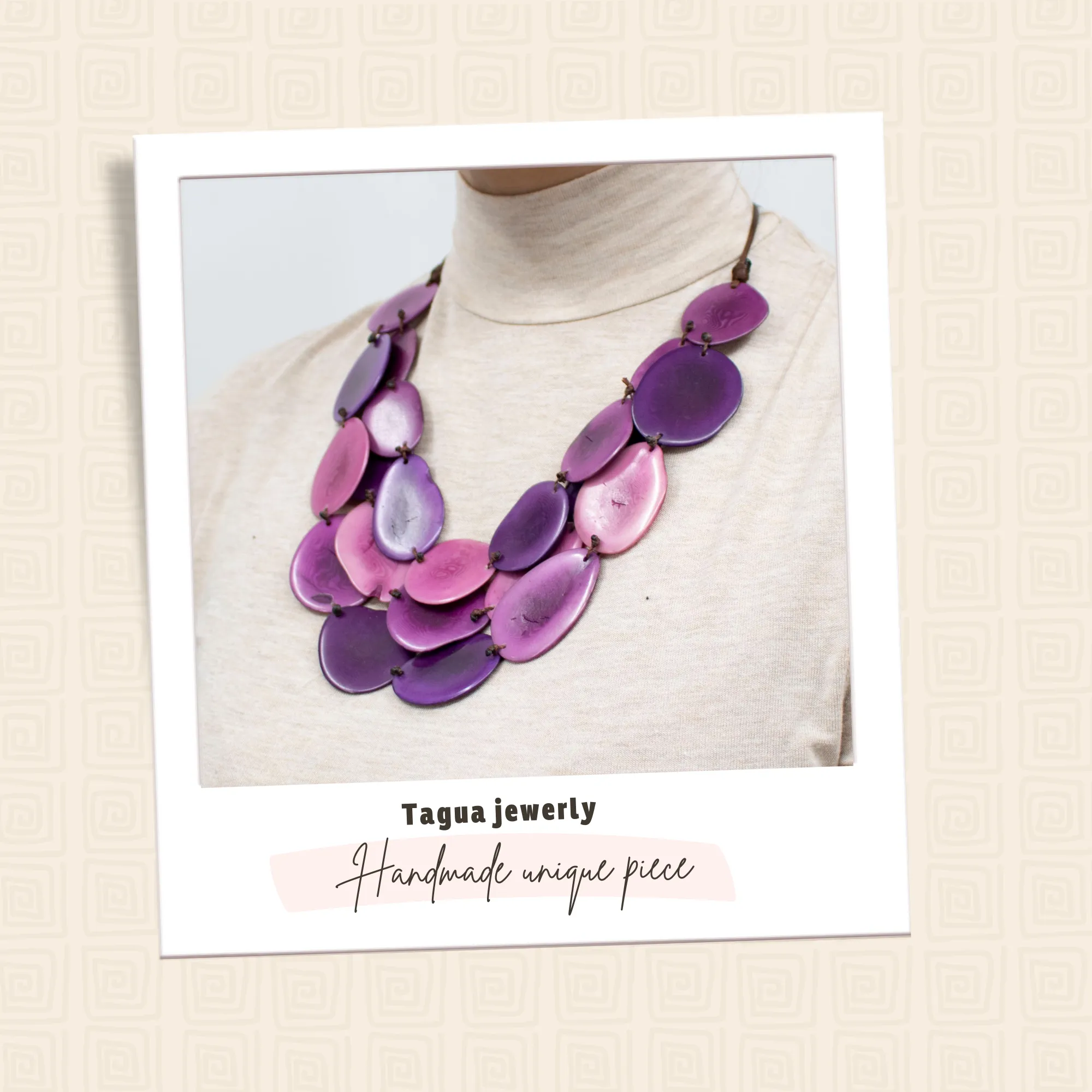 Tagua Purple Necklace Oval Shaped