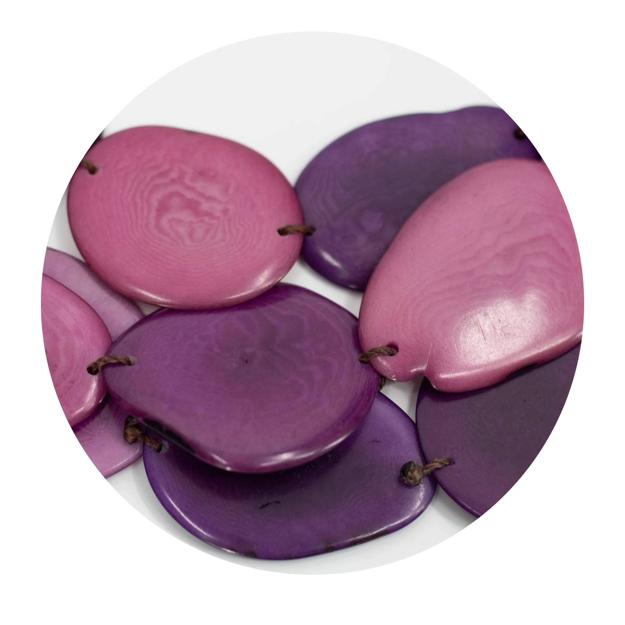 Tagua Purple Necklace Oval Shaped