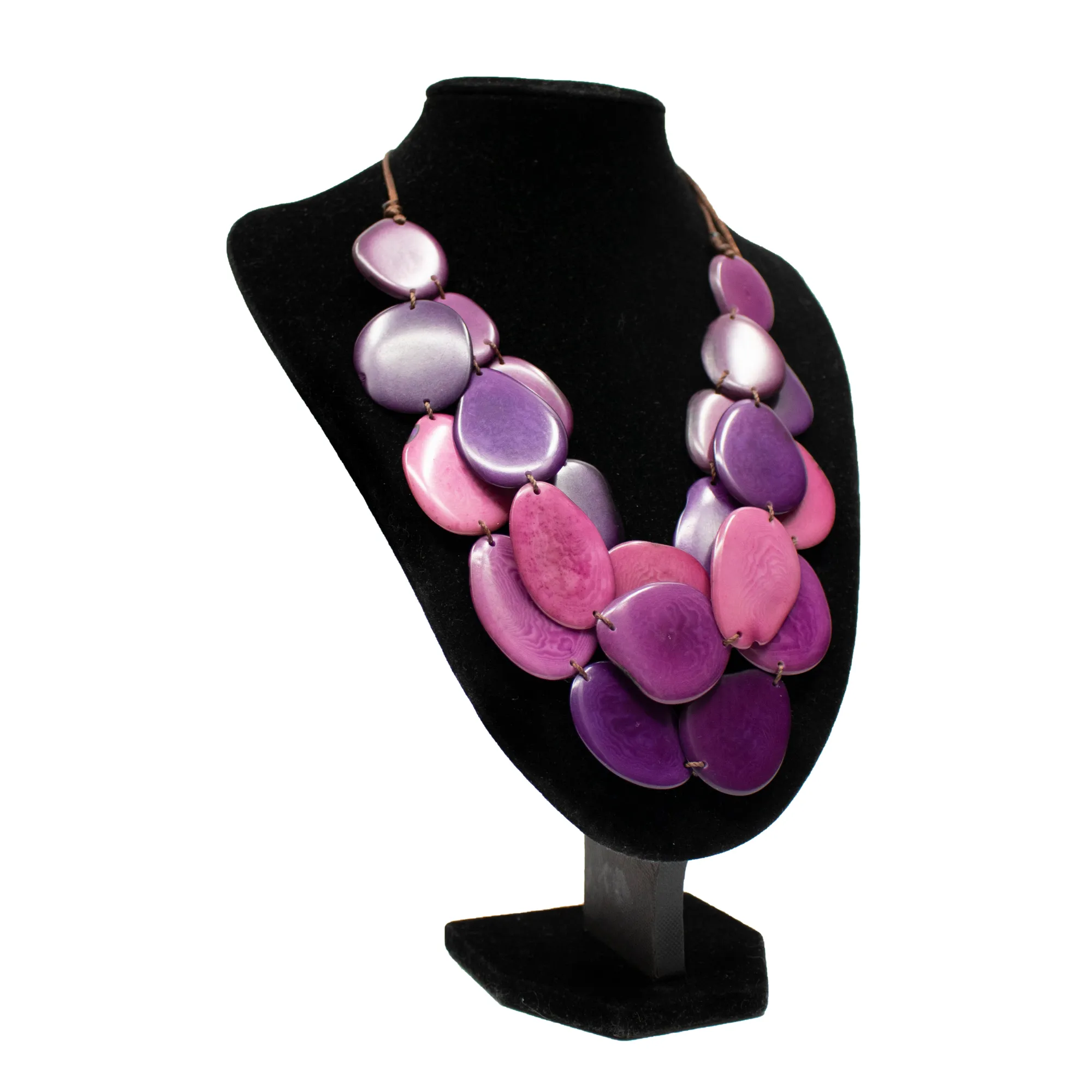 Tagua Purple Necklace Oval Shaped