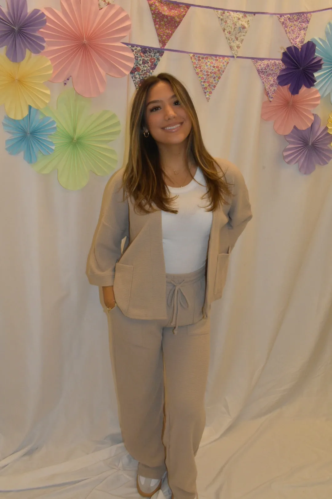 taupe cozy half sleeve cardigan