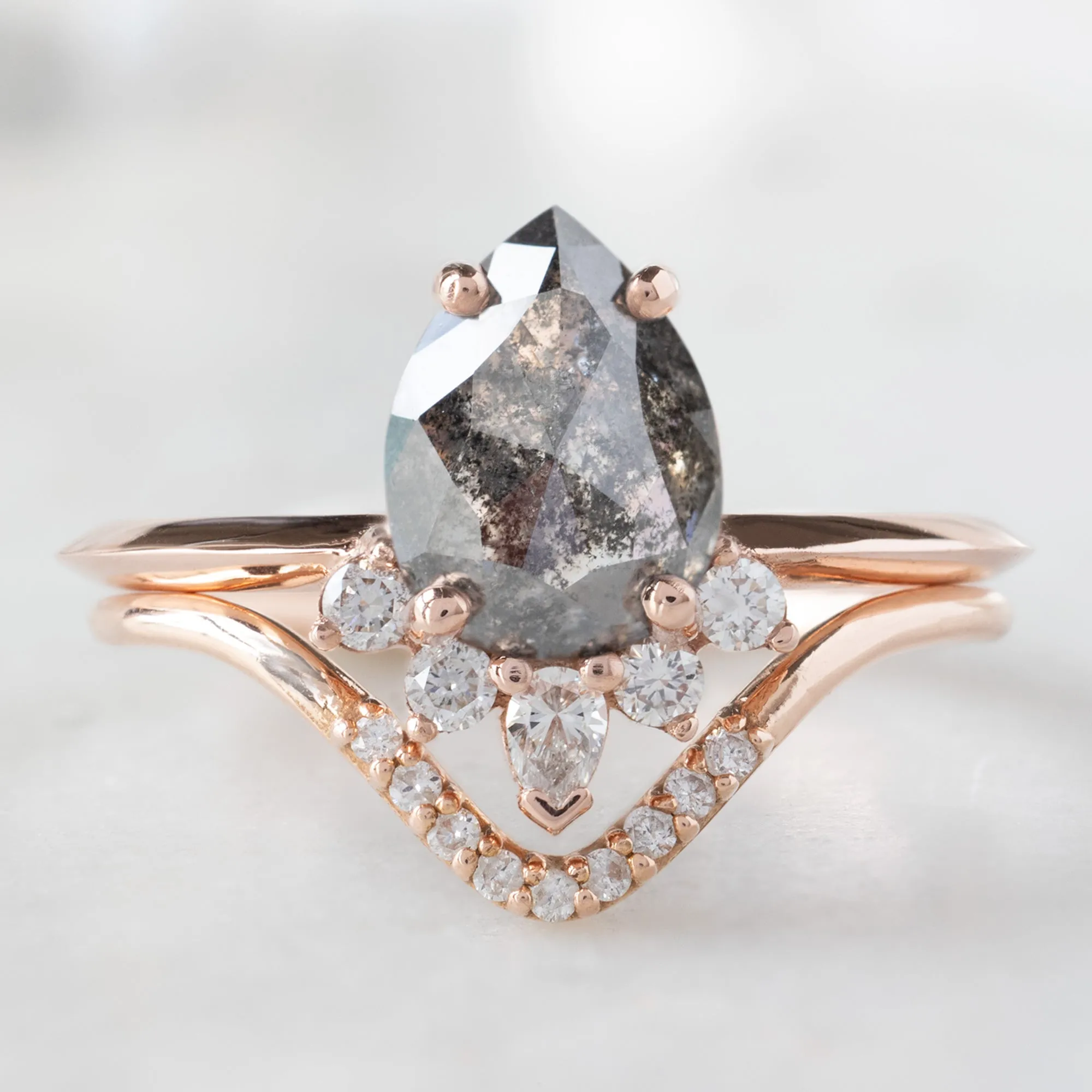 The Aster Ring | 1.41ct Pear Black Diamond in 14K Rose Gold