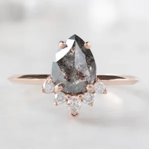 The Aster Ring | 1.41ct Pear Black Diamond in 14K Rose Gold
