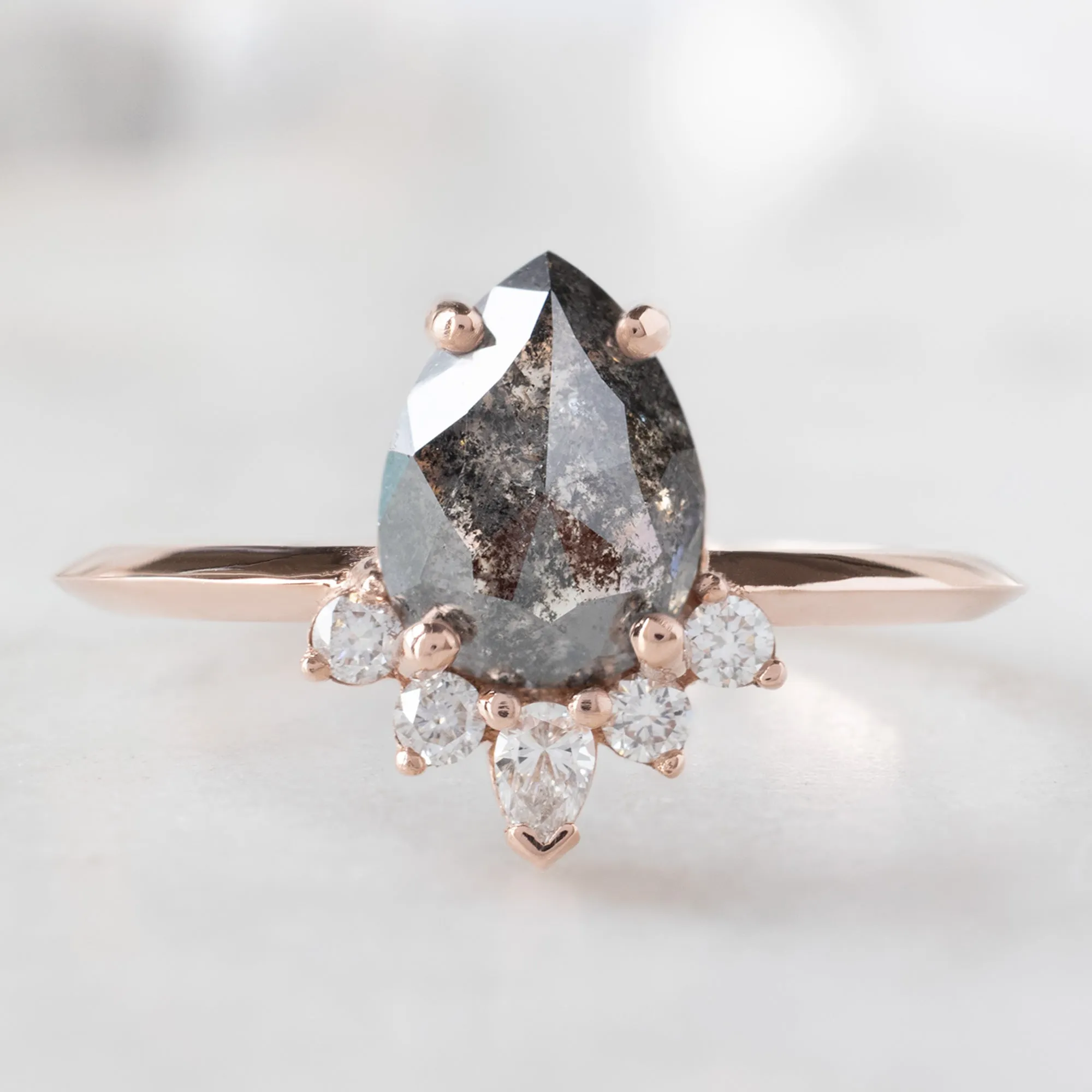 The Aster Ring | 1.41ct Pear Black Diamond in 14K Rose Gold