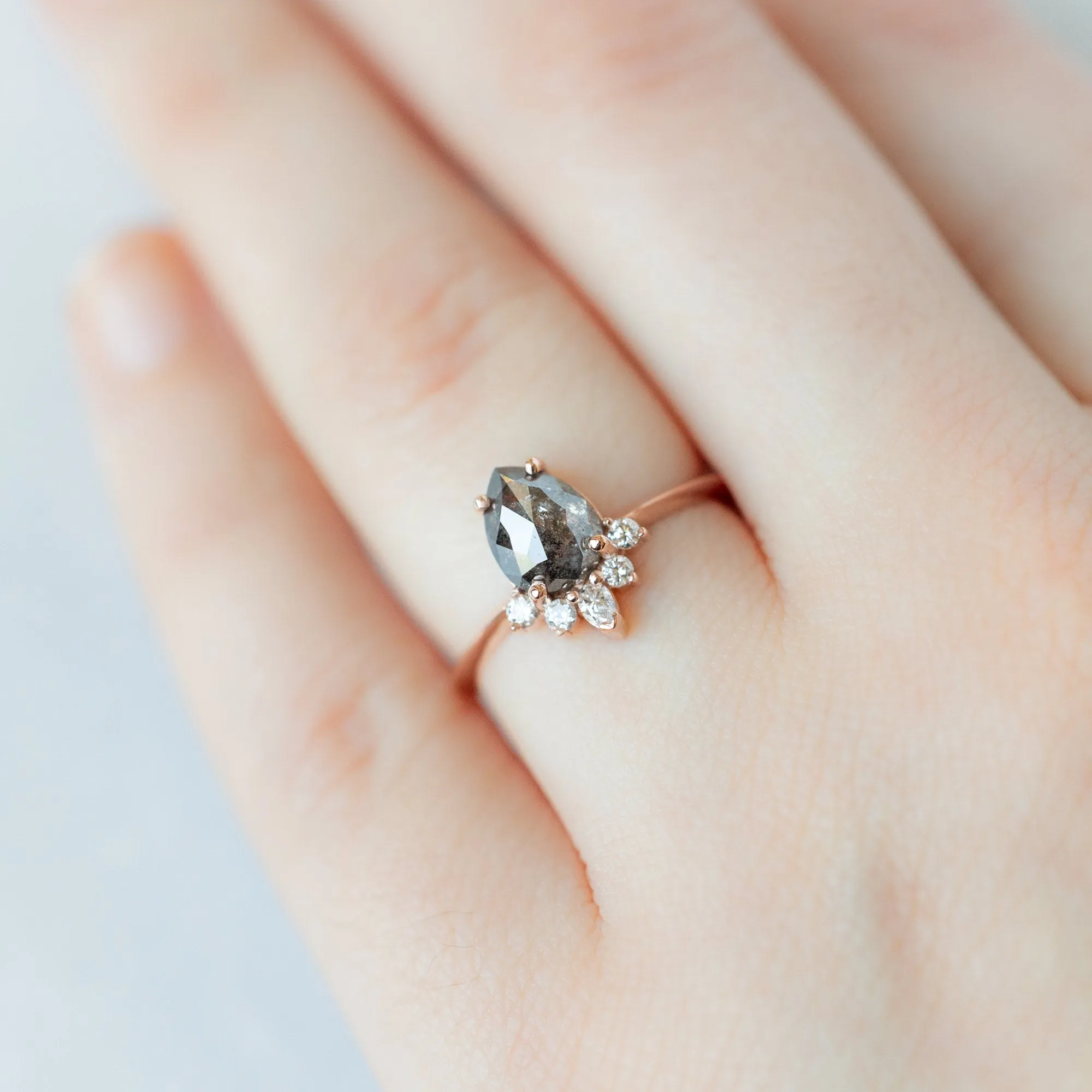 The Aster Ring | 1.41ct Pear Black Diamond in 14K Rose Gold