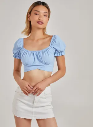 Tie Back Puff Sleeve Crop Top