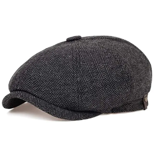 Tommy Shelby Peaky  Newsboy Hats Vintage Herringbone Octagon Cap