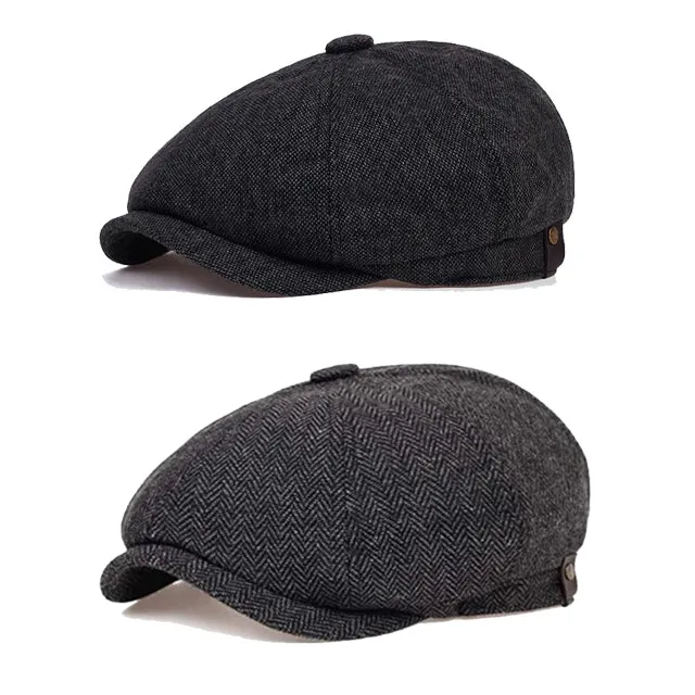 Tommy Shelby Peaky  Newsboy Hats Vintage Herringbone Octagon Cap